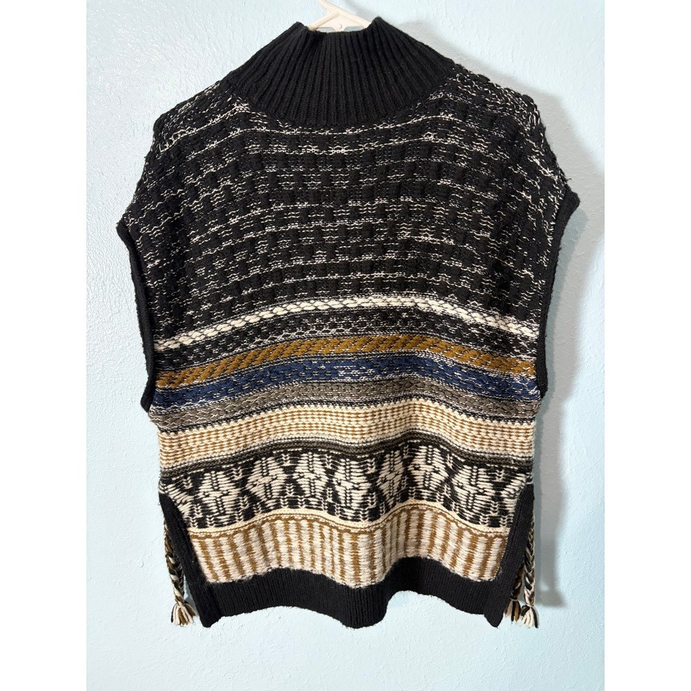 Madewell Fair Isle Mock Neck Sweater Vest Wool Alpaca Blend Tassel Boho Layering - Picture 2 of 6